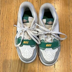 Jordan Kids' White and Green Sneakers with Yellow Accents